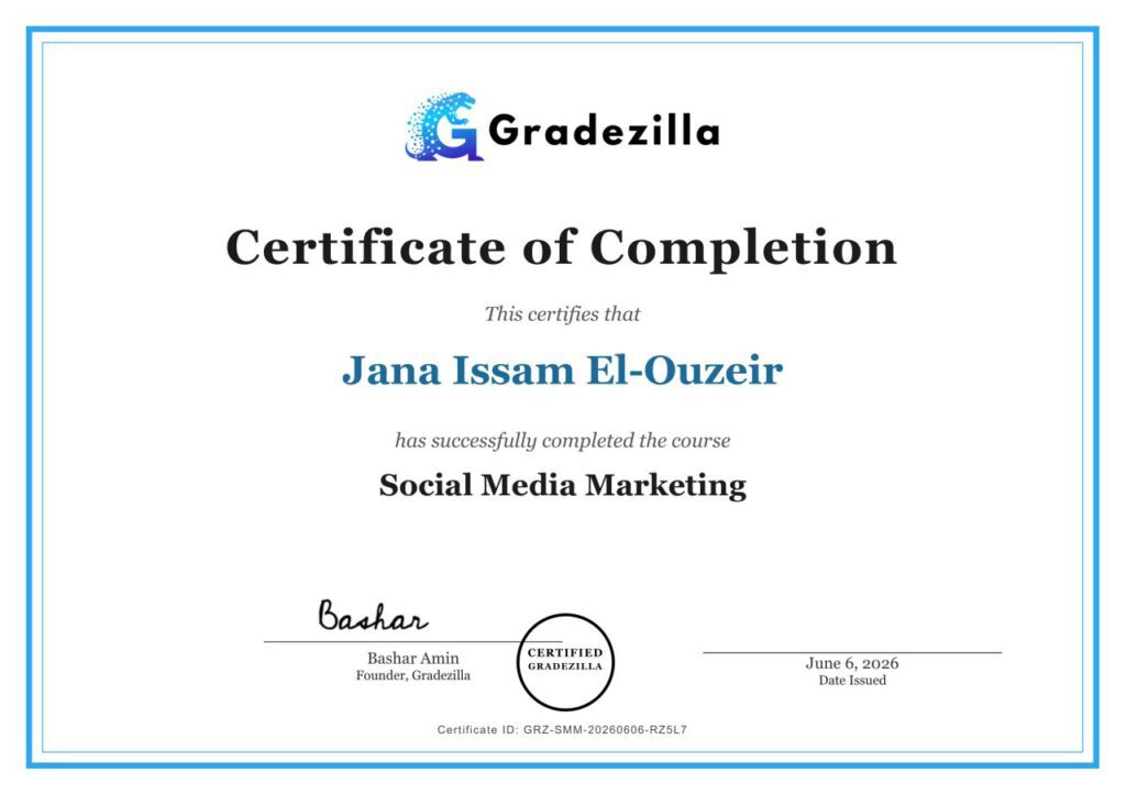 Social Media Marketing certificate — Jana El-Ouzeir