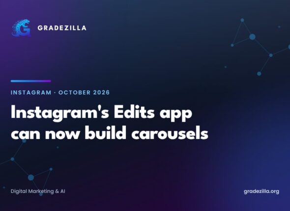 Instagram carousel editor in the Edits app – Gradezilla guide card