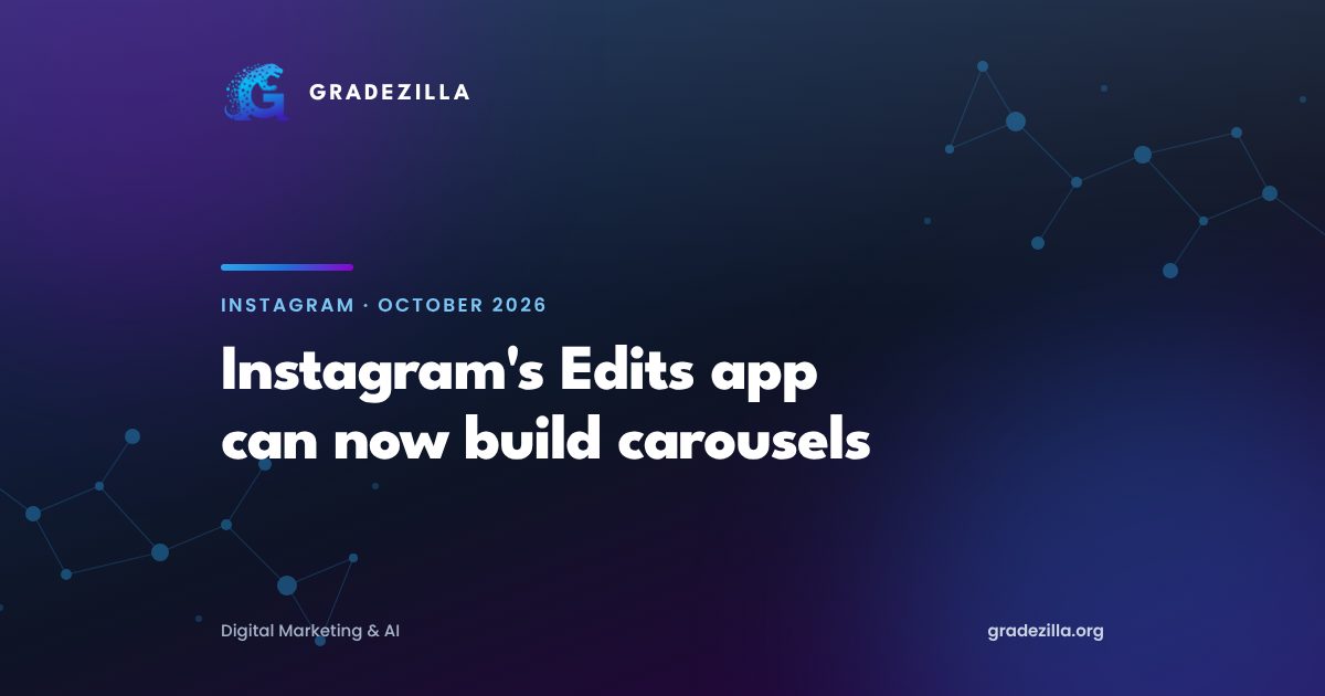 Instagram carousel editor in the Edits app – Gradezilla guide card